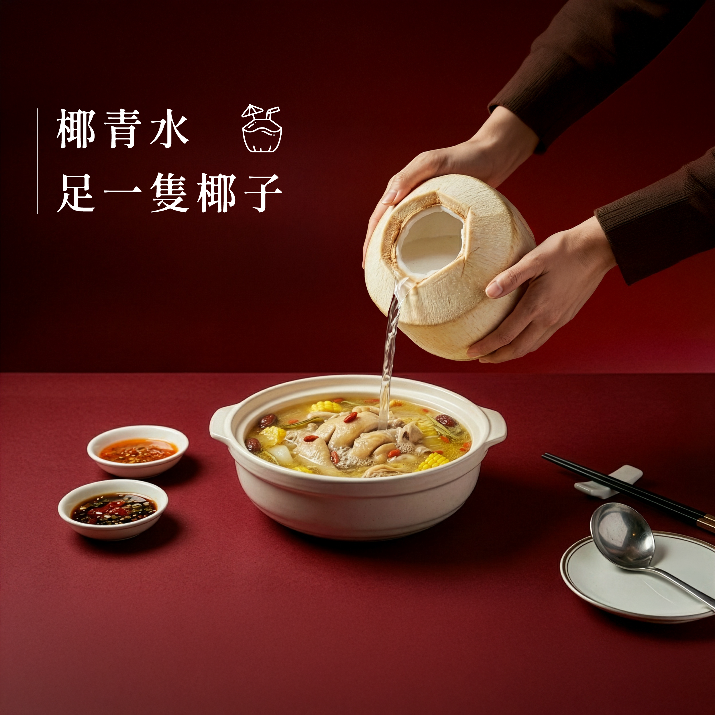 椰子竹笙春雞鍋 Coconut & Bamboo Fungus Corn Fed Chicken Pot 900g